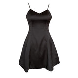 Dadizhimu Little Black Dress Exquisite Little Woman Elegant Satin Sling Dress Famous Party Party Party Dress With Chest Cushion