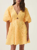 Dadizhimu Short Dress 2025 New V-Neck Embroidery Senior Feeling Waist Thin Short-Sleeved Dress Woman
