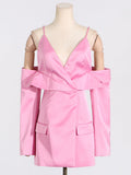 Dadizhimu Wind Slings Open Shoulder Blazer 2025 Summer New High-End Feeling Waist Thin Suit Women's Style