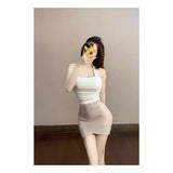 Dadizhimu Sexy Crossover Skirt High-Waisted Mini-Banded Hip Dress Night Shop Half-Dress Short Skirt Women's Night Club