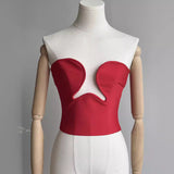 Dadizhimu Summer Babes Personality Sexy Bare Breast Small Coat Staggered Steel Ring Banda Vest Woman