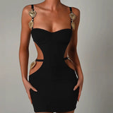 Dadizhimu Women's Clothing Colliding Splicing Sling Fashion Sexy Bare Waist Elastic Bandatry Dress