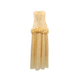 Dadizhimu Spring Collared Braid Slim Three-Dimensional Flowers With A Hip Bandage Dress Woman