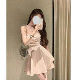 Dadizhimu Birthday Dress Gentle Wind Pink Irregular Hem To The Waist Sexy Skirt With Thoracic Dress Dress Woman