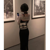 Dadizhimu Sleeveless Sexy Dress Woman's New Niche Design Hepburn Style Dress Party Party Banquet Dress Dress