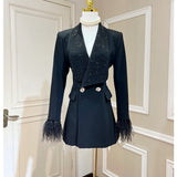 Dadizhimu Hot Diamond Collar Feather Cuffs To Repair Waist Suit Coat Coat Women New