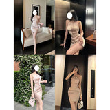 Dadizhimu Noodle Folded Wrinkled Sleeveless Neck Collar Dress Female Temperament Sexy Waist Repair Ass Skirt Dress Dress