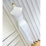 Dadizhimu Dress Dress With Three-Dimensional Chest Cushion Fish Bone Splicing Bag Opening Fork Medium-Long Sling Skirt