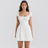 Dadizhimu Sweet And Spicy Women's Dress Dress Fish Bone Repair Hottie Small Dress Soaked Sleeve Square Dress Dress Women's Dress