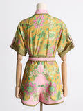Dadizhimu New Unique Printed Design Shirt Top With Casual Shorts Niche Set Women's Fashion Two-Piece