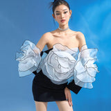 Dadizhimu Sexy Braided Shoulder Dress High-End Shoulder Decoration Lotus Leaf Side Flower Dress