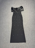Dadizhimu Women Thin Dress Dress Dress Water-Drilled Shoulder Elegant Temperament Banded Evening Dress