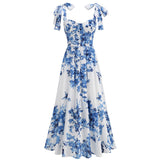 Dadizhimu Fashion Sexy Print Sling Skirt Crumm Flower Back Strap Women's High-End Swing Dress