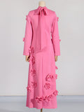 Dadizhimu Flower Splicing Dress Spring 2025 New High-End Holiday Style Lead Long-Sleeved Three-Dimensional Dress Woman