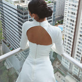 Dadizhimu New Printing Body Sexy Hollow Bare Back Net Red High Quality Women's Long-Sleeved Dress