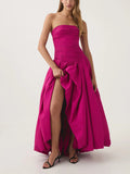Dadizhimu Temperament Premium Dress 2025 New Waist-Skinny Fashion Sexy Bosom Design Solid Color Long Dress
