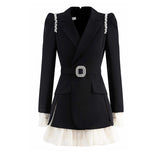 Dadizhimu Design Suit Dress 2024 Women's Autumn New French Fake Two Spliced Lantern Skirt