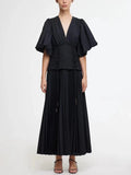 Dadizhimu Sensing With Belt And Rolling Skinny Dress 2025 Summer New Sexy Deep V Bubble Sleeve Design Dress Woman