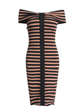 Dadizhimu Famous 2025 Spring New Shoulder Striped Braided Bandage Bagged Dress Female Trend