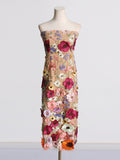 Dadizhimu Elegant Style Dress 2025 New Design Three-Dimensional Flower Embroidery Body Slimming Corset Dress Woman