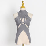 Dadizhimu Fashion Tying Tying Design 2025 New Irregular Swing Sleeveless High-Collar Knitting Vest