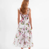 Dadizhimu New High-End Sexy Shoulder Strap Sling Skirt Female Sense Print Large Swing Long Dress
