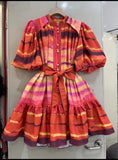 Dadizhimu Style Collar Bubble Sleeve Skirt 2024 Summer New Design Printing With Short Dress Woman