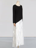 Dadizhimu Elegant Style Slimy Dress 2025 New Irregular Pressure Folding Design Long-Sleeved Dress Woman