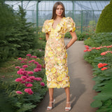 Dadizhimu Fresh Off-Coat Dress 2025 Spring New V-Neck Heavy Industry Splicing Flowers Slimming Dress Woman