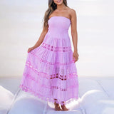 Dadizhimu Temperament Casual Dress Spring 2025 New Fashion High-End Embroidery Hollow Bra Dress Female Trend