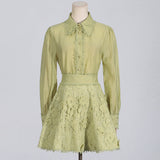 Dadizhimu Spring Temperament Elegant Suit Women's New Collar Shirt Embroidered Half Dress Two Sets Of High-End Women's Clothing