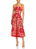 Dadizhimu Holiday Wind To Close The Waist Thin Sling Dress 2025 New Design Printing Commuting Long Dress Woman