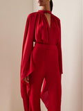 Dadizhimu Temperament Solid Color High-End Feel Set 2025 New Mantle Design Blouse + High-Waisted Micro-Slape Trousers