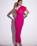 Dadizhimu Women's Dress Slanted Shoulder-Sling Banded Evening Dress