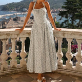 Dadizhimu Sexy Women's Broken Flowers Hanging Neck Dress Spring And Summer Women's High-End Feeling Body Out-Back Resort Style Long Skirt