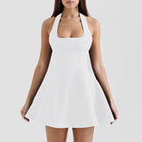 Dadizhimu Collar Hanging Neck Collar With Short Skirt 2025 New Waist Display Thin Short Color Dress Women's Summer