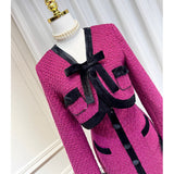 Dadizhimu Velvet Feather Cuffs Small Fragrant Short Coat Coat Bow Bow Sling Skirt Dress