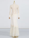 Dadizhimu Elegant Style Slimy Fishtail Dress 2025 New Lace Embroidery Design Long Dress Women Summer