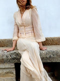 Dadizhimu Temperament Advanced Sense 2025 Spring New Small V-Neck Stitched Perspective Shirt + High-Rise Trouser Suit