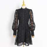 Dadizhimu Court Style Dress 2025 Spring New Embroidery Lace Niche Design Feeling Waist Thin Dress Woman