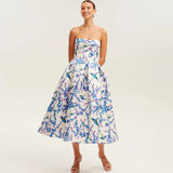 Dadizhimu Sexy Broken Flower Back Rope Skirt High-End Women's Breast Swing Dress