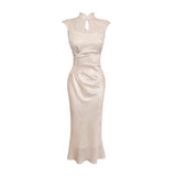 Dadizhimu Design With A Sense Of The Vertinated Side Of The New Chinese Style Improved Cheongsam Dress Female Waist Thin Temperament Fishtail Dress