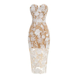 Dadizhimu Lace Three-Dimensional Flowers With Women's Sexy Breasted Dress Light Luxury Lady Dinner Dress