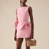 Dadizhimu Three-Dimensional Flower Party Dress Short Dress Women's Sexy Pink Bare Sleeveless Dress
