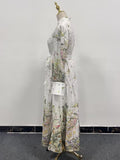 Dadizhimu Idyllic Dress 2025 Spring New Straight Lantern Sleeve Print Straps Slimmed Dress Woman