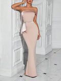 Dadizhimu Style Style Tecticle Bosom Dress Dress 2025 New Splicing Stud Design Long Bag Hip Dress Women's Summer