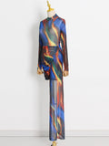 Dadizhimu Dress 2025 Summer New Long Sleeves Short Irregular Tie-Dye Dress Woman Trend