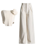Dadizhimu Fish Bare Top + Fashion Casual Broad Leg Pants 2025 New Solid Color Sexy Set Two Sets Of Women