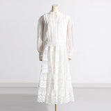 Dadizhimu 2025 New Embroidered Lace Long-Sleeved Blouse High-Waisted Half-Dress Fashion Suit Two Sets Of Female Fashion