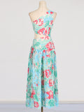 Dadizhimu Elegant Wind Oblique Shoulder Dress 2025 New Temperament Design Printing Lenikin Long Dress Woman